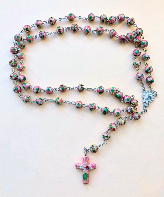 Cloisonné Rosenkranz altrosa